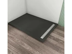 Abläufe|Steine^AICA 80x140x3cm Rechteck Duschtasse Schwarz Stein-Effekt Duschwanne Für Duschkabine Duschwand
