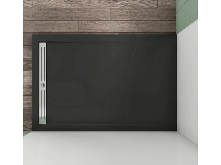 Abläufe|Steine^AICA 80x140x3cm Rechteck Duschtasse Schwarz Stein-Effekt Duschwanne Für Duschkabine Duschwand