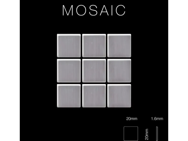 Mosaikfliesen^ALLOY Mosaik Fliese Massiv Metall Edelstahl Marine Gebürstet Grau 1,6mm Mosaic-s-s-mb 1 Paket mit 10 Matten 1,04 m2 Grau