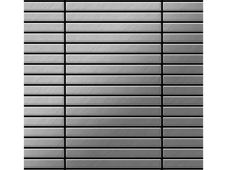 Mosaikfliesen^ALLOY Mosaik Fliese Massiv Metall Edelstahl Marine Gebürstet Grau 1,6mm Linear-s-s-mb 1 Paket mit 10 Matten 0,94 m2 Grau