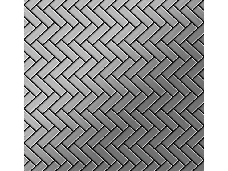 Mosaikfliesen^ALLOY Mosaik Fliese Massiv Metall Edelstahl Marine Gebürstet Grau Herringbone-s-s-mb 1 Paket mit 10 Matten 0,85 m2 Grau