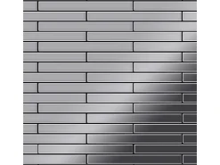 Mosaikfliesen^ALLOY Mosaik Fliese Massiv Metall Edelstahl Marine Hochglanz Grau 1,6mm Avenue-s-s-mm 1 Paket mit 10 Matten 0,74 m2 Grau