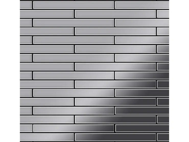 Mosaikfliesen^ALLOY Mosaik Fliese Massiv Metall Edelstahl Marine Hochglanz Grau 1,6mm Avenue-s-s-mm 1 Paket mit 10 Matten 0,74 m2 Grau
