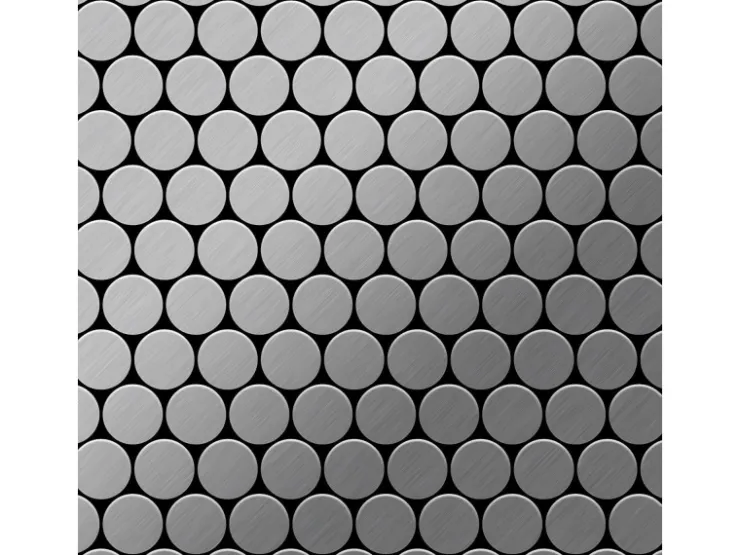 Mosaikfliesen^ALLOY Mosaik Fliese Massiv Metall Edelstahl Marine Gebürstet Grau 1,6mm Dome-s-s-mb 1 Paket mit 10 Matten 0,73 m2 Grau