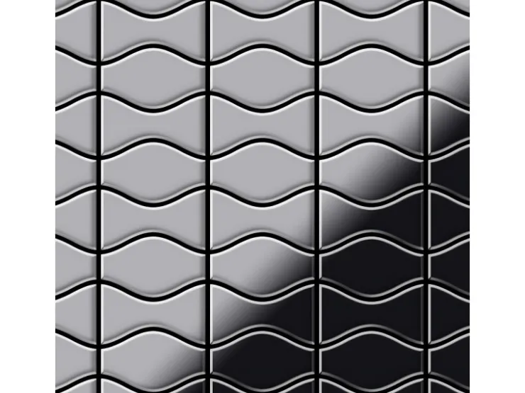 Mosaikfliesen^ALLOY Mosaik Fliese Massiv Metall Edelstahl Hochglanz Grau 1,6mm Kismet & Karma-s-s-m 1 Paket mit 10 Matten 0,86 m2 Grau