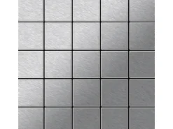 Mosaikfliesen^ALLOY Mosaik Fliese Massiv Metall Edelstahl Marine Gebürstet Grau 1,6mm Century-s-s-mb 1 Paket mit 50 Matten 0,5 m2 Grau