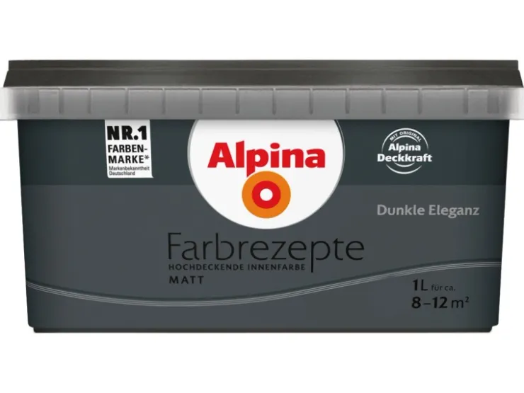 Alpina Musterfliesen^Farbrezepte matt 1 Liter Dunkle Eleganz