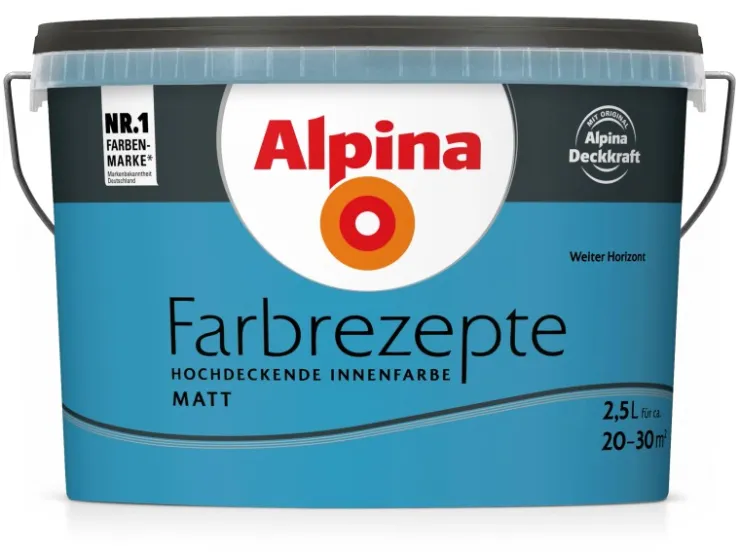 Alpina Musterfliesen^Farbrezepte matt 2,5 Liter Weiter Horizont