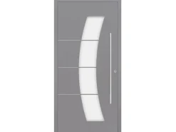 Splendoor Moderno Haustüren^Aluminium-Haustür Moderno M340 Premium Silbergrau Metallic 110 cm x 210 cm DIN L