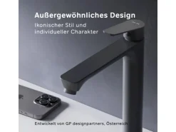 Abläufe^AM.PM Waschtischarmatur Hoch mit Klick-Ablaufgarnitur Hit Wasserhahn Bad, Mischbatterie FTA92222 Schwarz