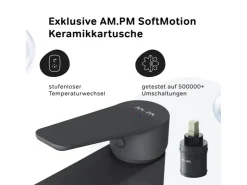 Abläufe^AM.PM Waschtischarmatur Hoch mit Klick-Ablaufgarnitur Hit Wasserhahn Bad, Mischbatterie FTA92222 Schwarz