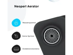 Abläufe^AM.PM Waschtischarmatur mit Klick-Ablauf, Waschbecken Armatur, Mischbatterie FXA82122 X-Joy Wasserhahn Bad Schwarz
