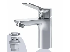 Abläufe^AM.PM Waschtischarmatur mit Klick-Ablauf, Waschbecken Armatur, Mischbatterie FXA82100 X-Joy Wasserhahn Bad Chrom