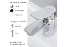 Abläufe^AM.PM Waschtischarmatur mit Klick-Ablauf, Waschbecken Armatur, Mischbatterie FXA82100 X-Joy Wasserhahn Bad Chrom