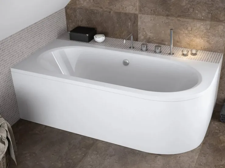 Abläufe^Bad Land Badewanne Eckwanne AVITA 180x80 Links Mit AcrylSchürze Ablauf Füße