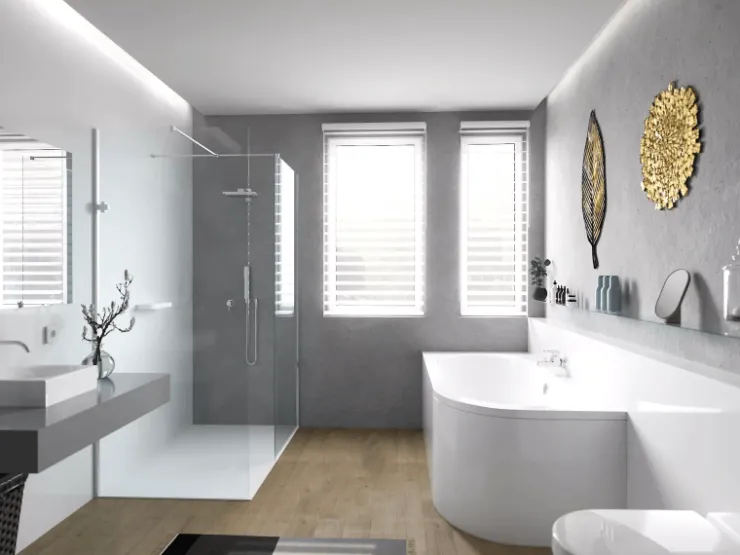 Abläufe^Bad Land Badewanne Eckwanne AVITA 180x80 Links Mit AcrylSchürze Ablauf Füße