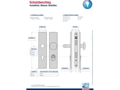 Wohnungseingangstüren*Basi - ES0 - Vollmaterial-Schutzbeschlag Alu F1 Wechsel-Garnitur Lochung PZ - 12 mm Schildstärke 92-10 mm - 7900-0201