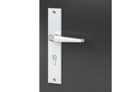 Wohnungseingangstüren*Basi - ES0 - Vollmaterial-Schutzbeschlag Alu F1 Wechsel-Garnitur Lochung PZ - 12 mm Schildstärke 92-10 mm - 7900-0201