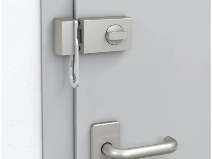 Wohnungseingangstüren*Basi - Türzusatzschloss - KS 500 - Dornmaß 45 mm - Silber - Käntige Ausführung - 2-Tourig -mit Sperrbügel - 1304-0205