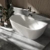 Abläufe^Bernstein Halb Freistehende Raumsparbadewanne NORA Acryl Weiß Matt 170x80 cm