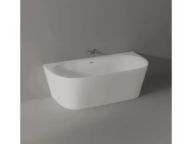 Abläufe^Bernstein Halb Freistehende Raumsparbadewanne NORA Acryl Weiß Matt 170x80 cm