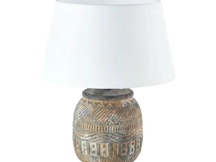 Brilliant Sockel-Fliesen^Tischlampe Amadora Weiß-Braun