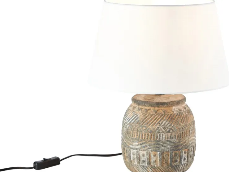 Brilliant Sockel-Fliesen^Tischlampe Amadora Weiß-Braun