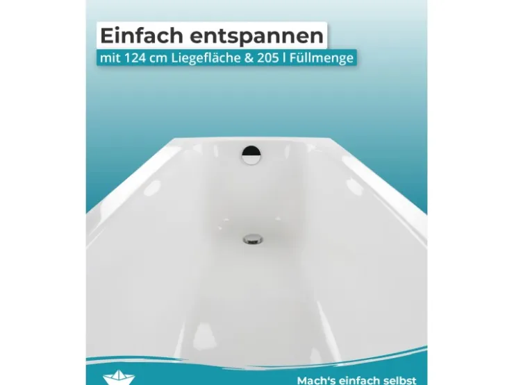 Abläufe^Calmwaters Duowanne Original 180x80 cm Set Wannenträger & Ablaufgarnitur 99000012