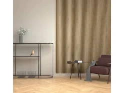 Akustikpaneele^Denpanels Akustikpaneel Acu-Line Eiche Dunkel auf Melamin Filz 260 cm