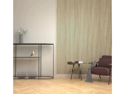 Akustikpaneele^Denpanels Akustikpaneel Acu-Line Eiche Hell auf Melamin Filz 240 cm