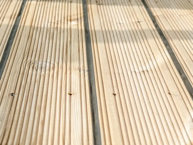 Balkone^Designbalkon Standard 288 x 236 x 290cm Holzboden mit Lamellengeländer