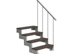 Außentreppen*Dolle Außentreppe Gardentop 4 TRIMAX-Stufen 80 cm + Alu-Geländer Dunkelbraun