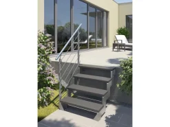 Außentreppen|Handläufe*Dolle Außentreppe Gardentop 3 TRIMAX-Stufen 100 cm + Geländer Anthrazit