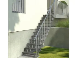 Außentreppen*Dolle Außentreppe Gardentop 12 Trimax-Stufen 80 cm Anthrazit + Alu-Geländer