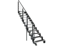 Außentreppen|Handläufe*Dolle Außentreppe Gardentop Anthrazit 14 Gitterroststufe 80 cm inkl. Geländer