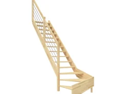 Innentreppen*Dolle Raumspartreppe Paris 1/4-gew. Links 83,5 cm E-Geländer FSC® Buche Lackiert