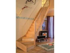 Innentreppen*Dolle Raumspartreppe Paris 1/4-gew. Rechts Setzstufe Buche lack R-Geländer FSC® Buche Lackiert