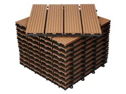 Drainage*ECD Germany WPC Terrassenfliesen 30x30 cm 11Er Spar Set in Holzoptik Hellbraun