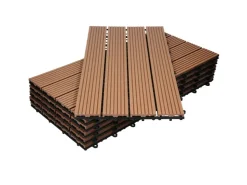 Drainage*ECD Germany WPC Terrassenfliesen 60x30 cm 12er Spar Set in Holzoptik Hellbraun