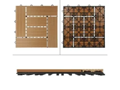 ECD Germany Mosaikfliesen^WPC Terrassenfliesen 30x30 cm 11Er Spar Set Mosaik Holzoptik Teak