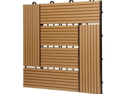 ECD Germany Mosaikfliesen^WPC Terrassenfliesen 30x30 cm 11Er Spar Set Mosaik Holzoptik Teak