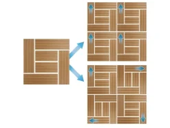 ECD Germany Mosaikfliesen^WPC Terrassenfliesen 30x30 cm 11Er Spar Set Mosaik Holzoptik Teak