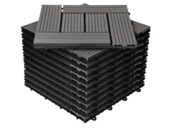Drainage*ECD Germany WPC Terrassenfliesen 30x30cm 55er Spar Set Holzoptik Anthrazit