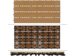 Drainage*ECD Germany WPC Terrassenfliesen 60x30 cm 18Er Spar Set Teak in Holzoptik