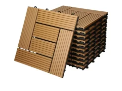 Mosaikfliesen|Drainage*ECD Germany WPC Terrassenfliesen 30 x 30 cm 55er Spar Set Mosaik Holzoptik Teak