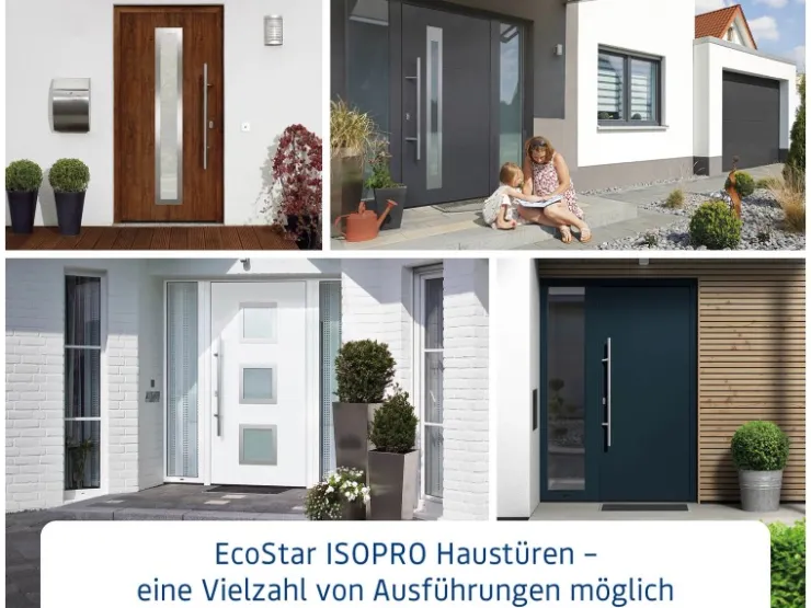 EcoStar Haustüren^Haustür Isopro IP 020S 110 cm x 210 cm DIN L Anthrazitgrau