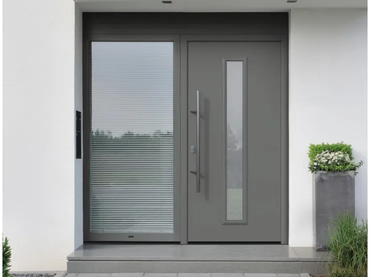 EcoStar Haustüren^Haustür Isopro IP 020S 110 cm x 210 cm DIN L Graualuminium