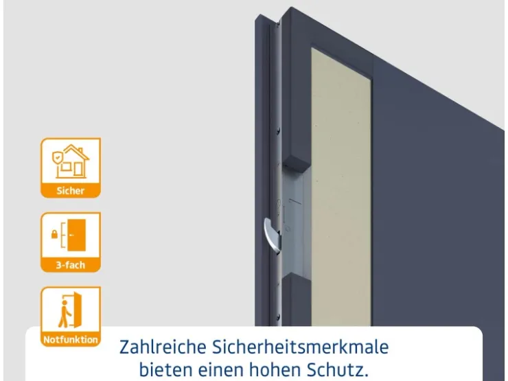 EcoStar Haustüren^Haustür Isopro IP 020S 110 cm x 210 cm DIN L Graualuminium