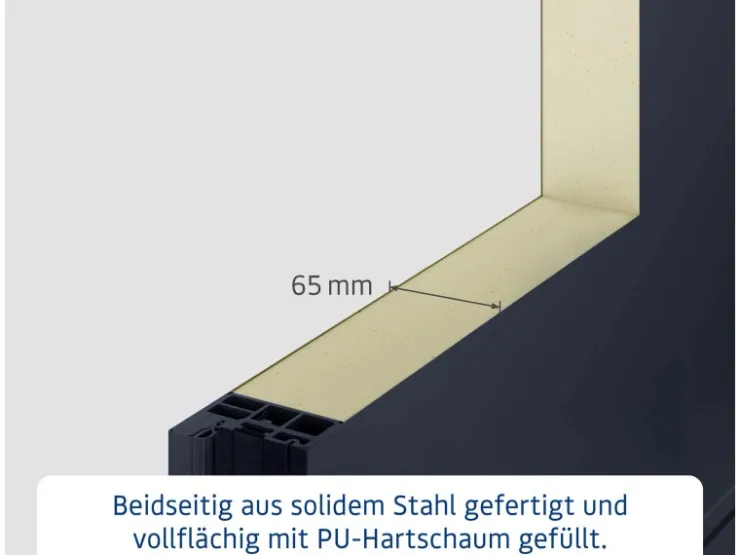 EcoStar Haustüren^Haustür Isopro IP 020S 110 cm x 210 cm DIN L Graualuminium