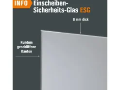 Terrassentüren*Skyscope Glasschiebetür ESG Floatglas Dekor Siebdruck 36/38 DIN LI/RE 2060 x 940 x 8 mm